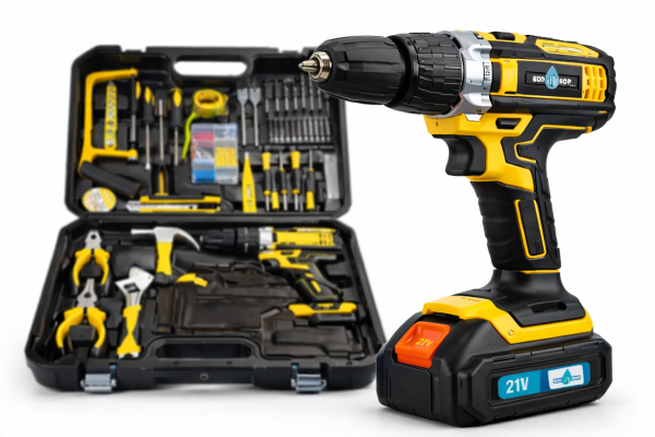 Taladro Atornillador Percutor 21V Ecodrop Max + Kit de Herramientas