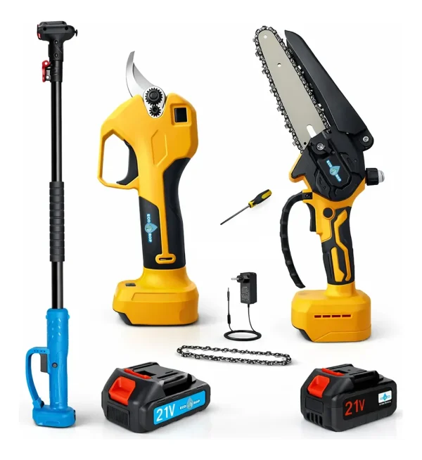 Set De Poda A Batería Tijera Motosierra Y Brazo Ecodrop Max