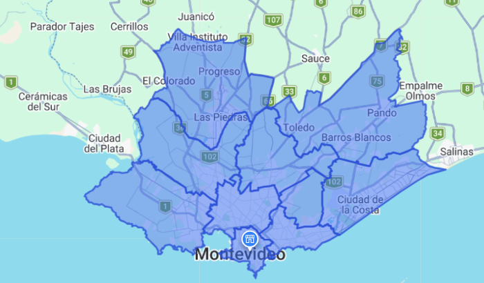 Mapa de zonas de entrega